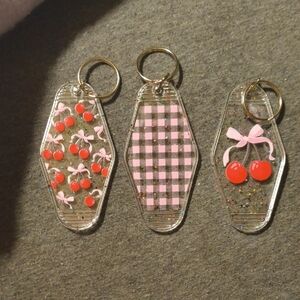 Pink Cherry Retro Motel Keychain Set - Women Other Accessory